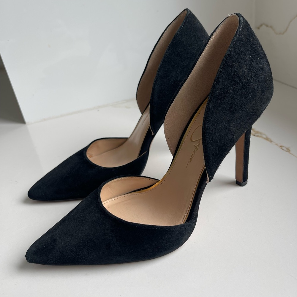 Jessica Simpson black suede pumps heels sz 6